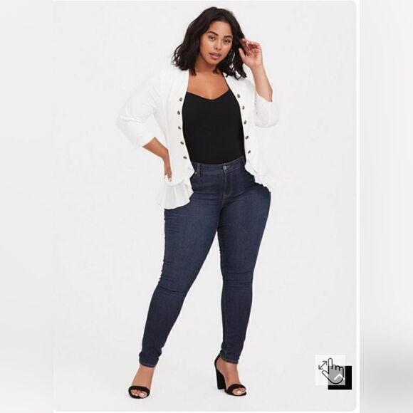 NWT Ivory Off White Twill Peplum Military Jacket Blazer Size 0 - Picture 4 of 10